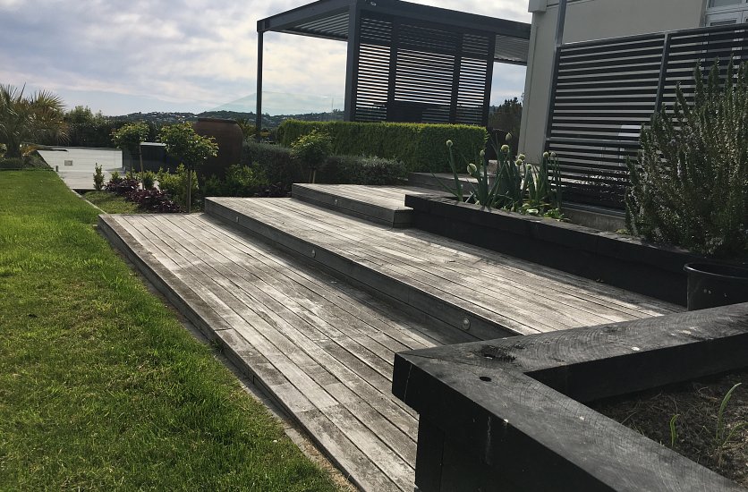 Decking and swimming pool image