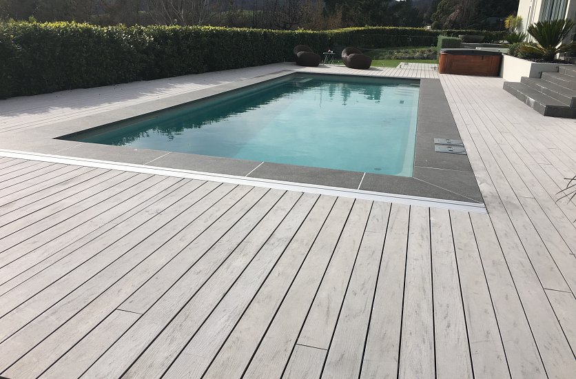 Decking and swimming pool image