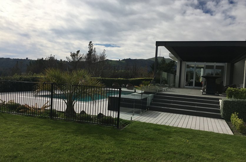 Decking and swimming pool image